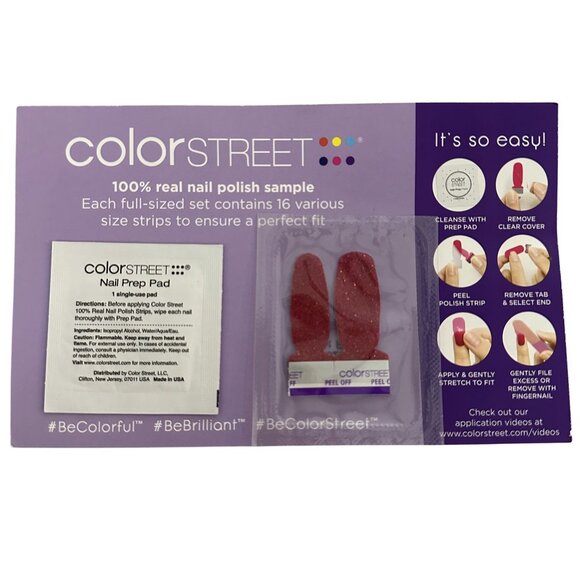 Color Street Crantastic 2 Nail Polish Strips Red Glitter Long Lasting Twosies - Picture 1 of 2